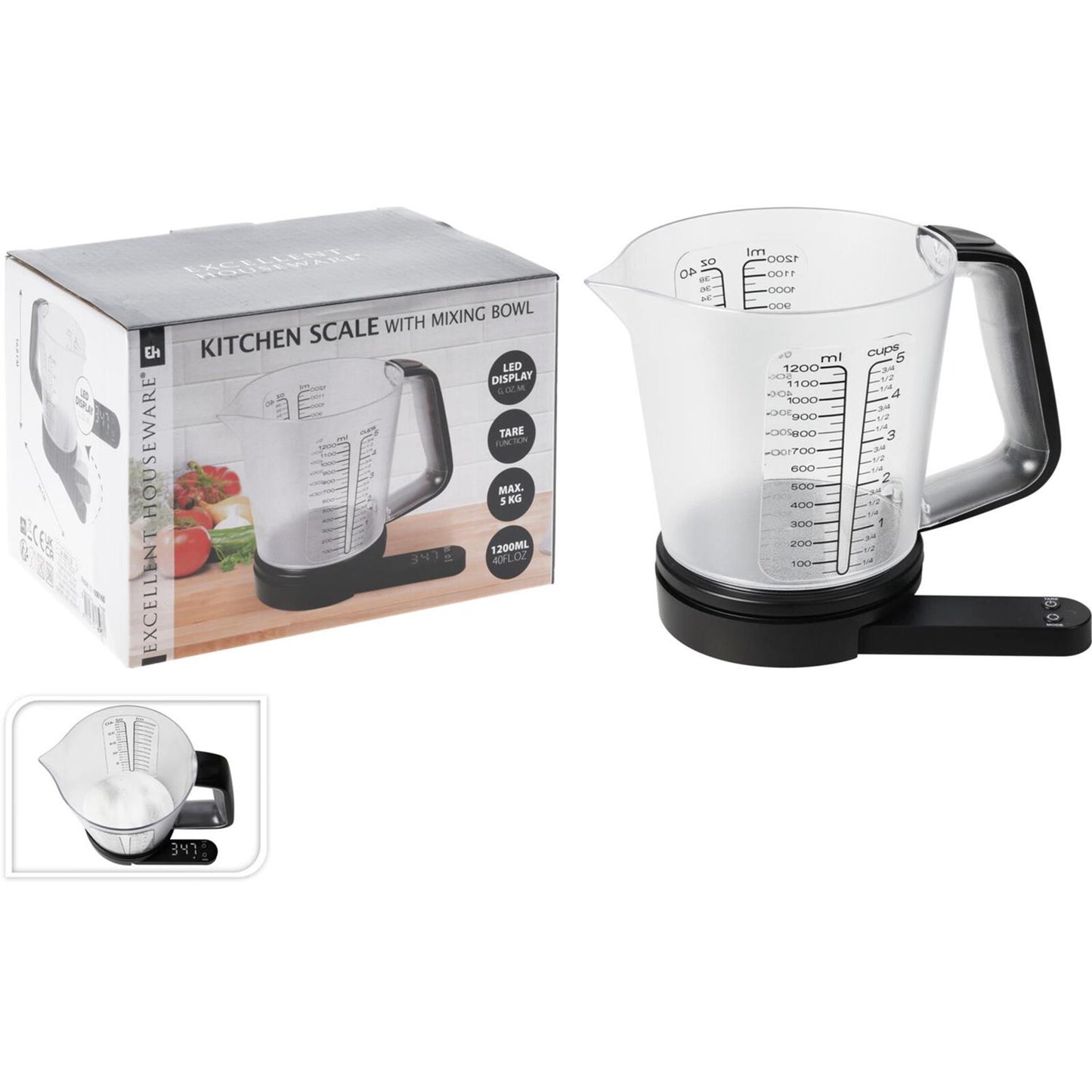 Excelente escala de cocina de Housware Housware con taza de medición de 1200 ml