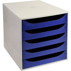 Cómoda office depot 5 cajones gris azul