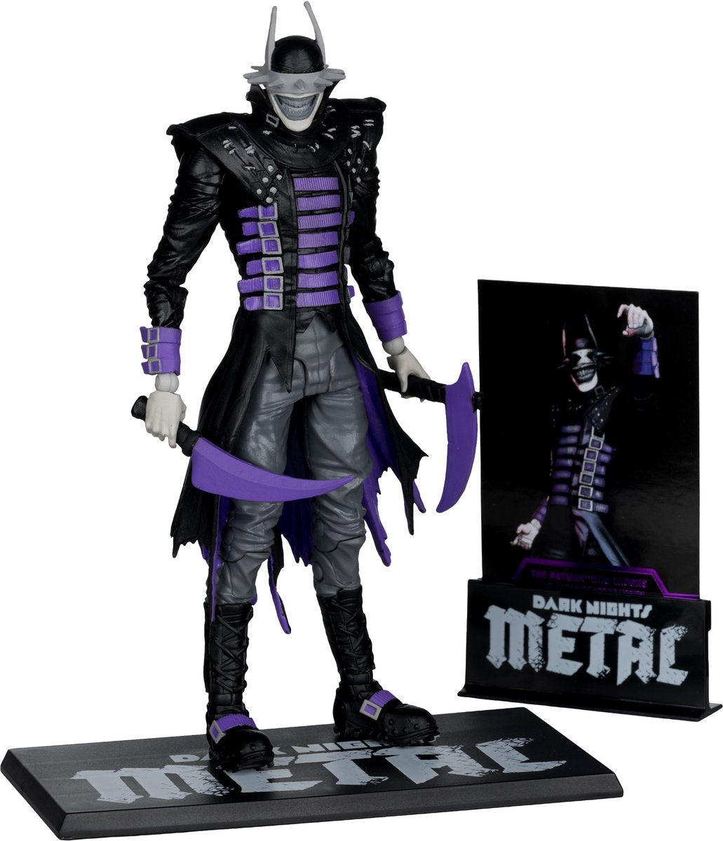 Mcfarlane dc multiverse action figure the batman che ride (b w con accento) (etichetta oro) 18 cm