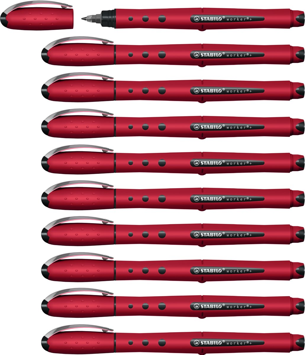 Stabilo trabajador+ - rollerball 0,5 mm - naturecolors wildflower - burdeos - caja de 10 piezas