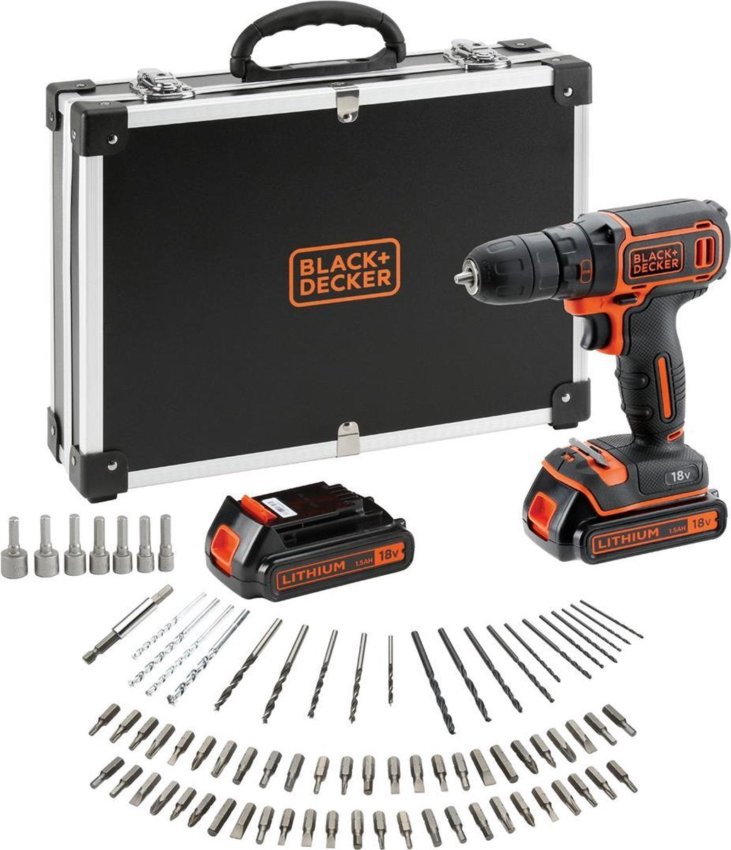 Kit trapano avvitatore Black+decker 18v con accessori flight case - bdcdc18bafc-qw