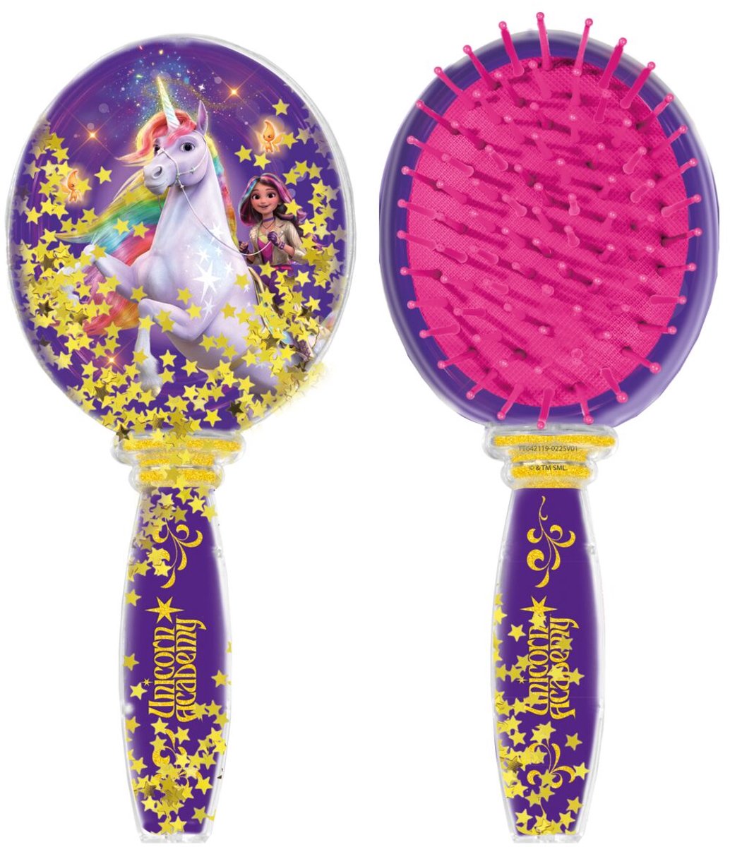 Totum Unicorn Academy Toys - Spazzola per capelli con glitter mobili - Accessori per capelli - Giochi di ruolo di bellezza per ragazze dai 3 anni