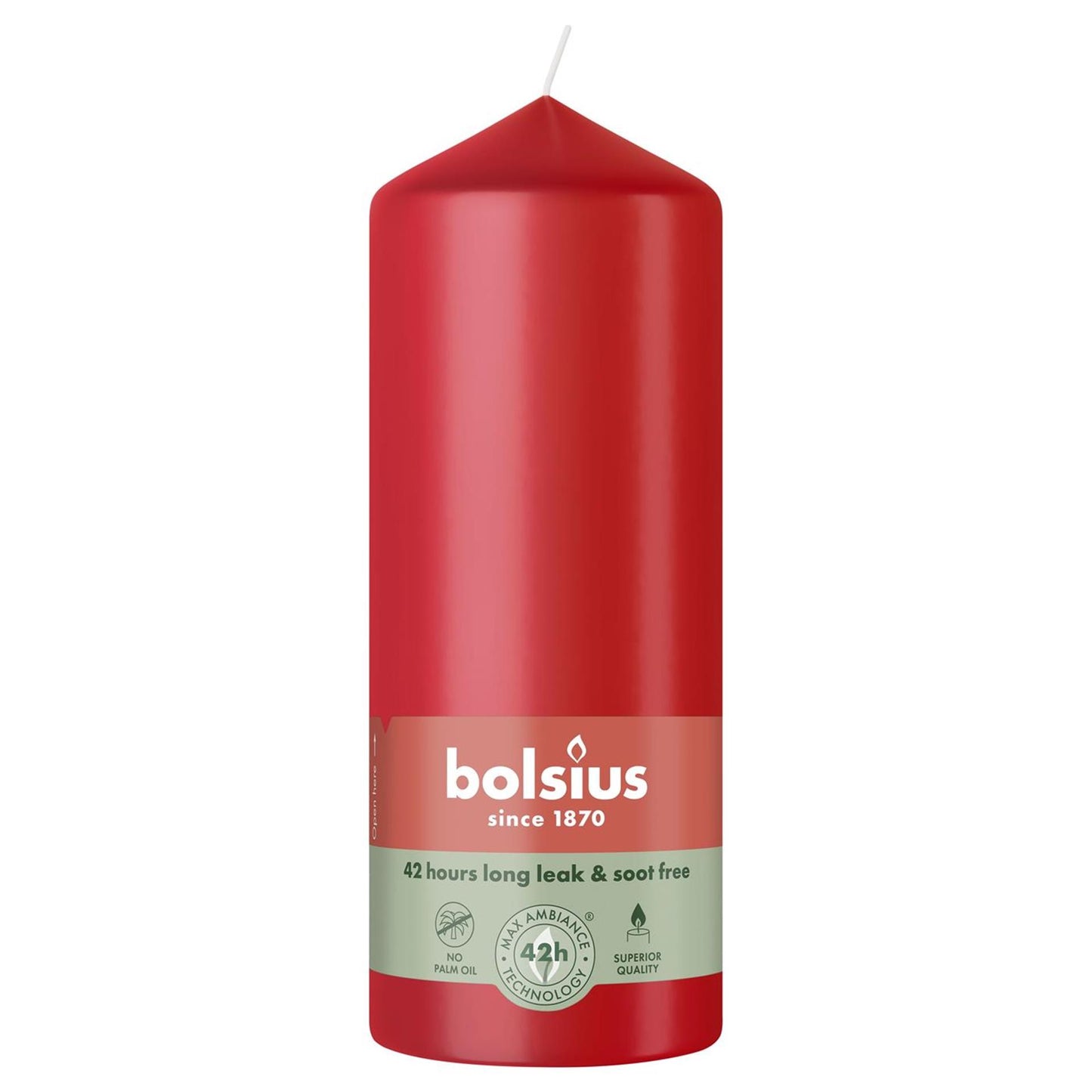Candela a colonna Bolsius 150 58 rosso delicato