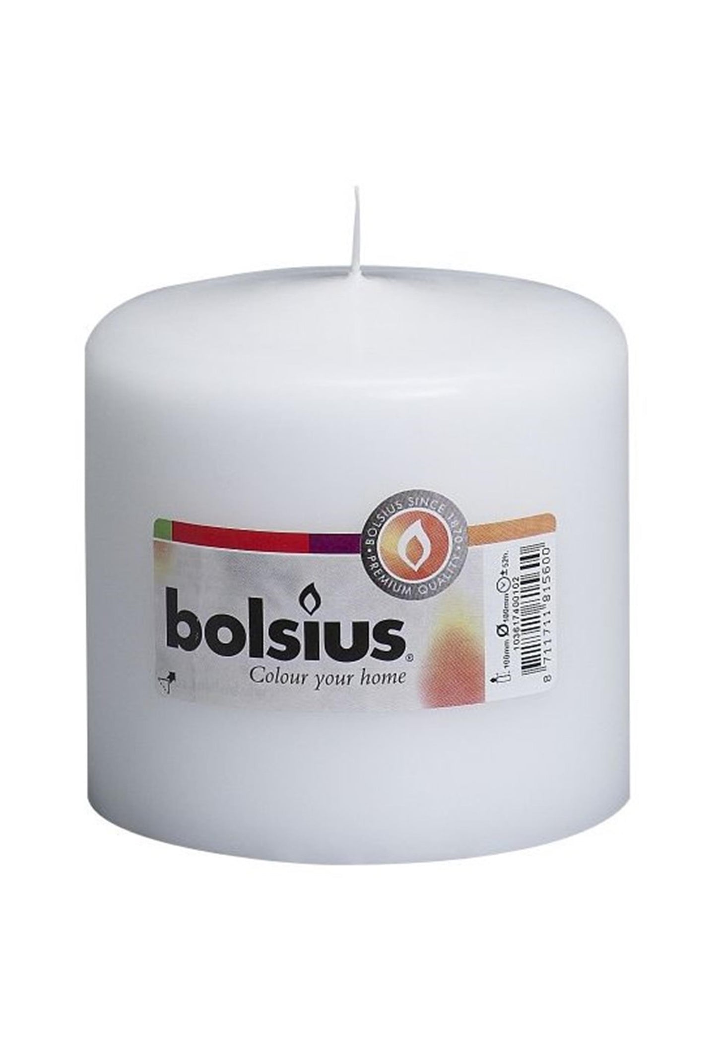 Candela a colonna Bolsius 100 100 mm bianca