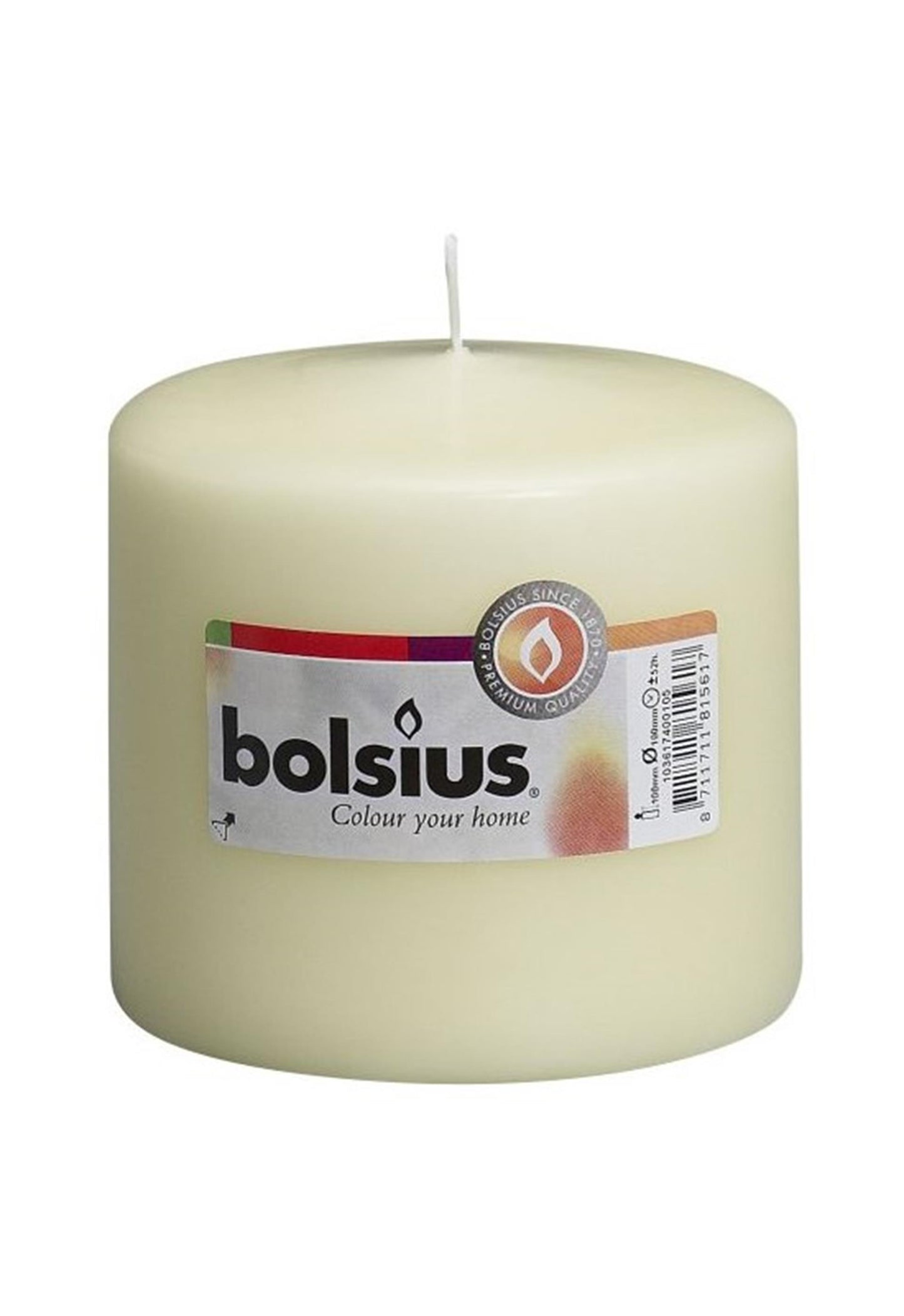 Vela de pilar Bolsius 100 100 mm marfil