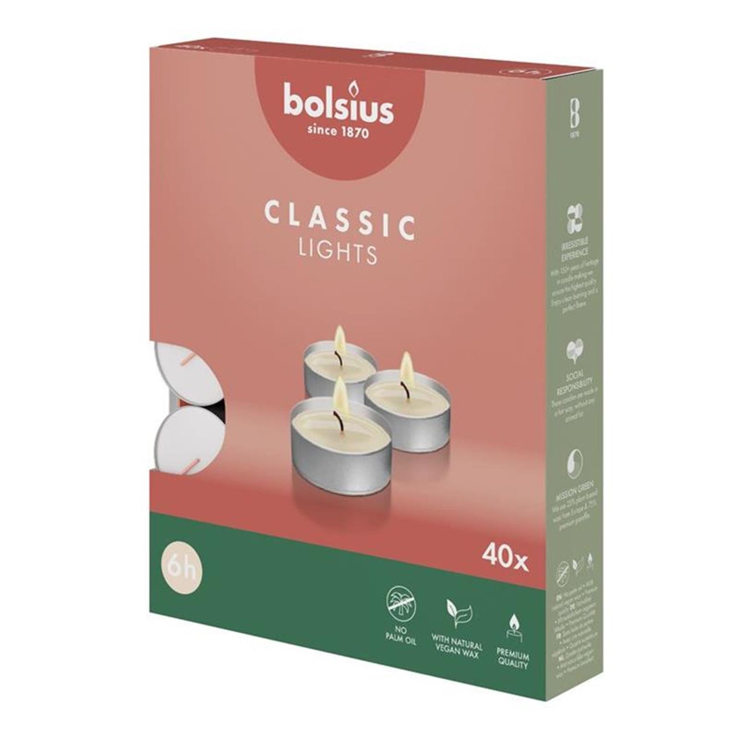 Bolsius tea light 6 ore scatola da 40 pz