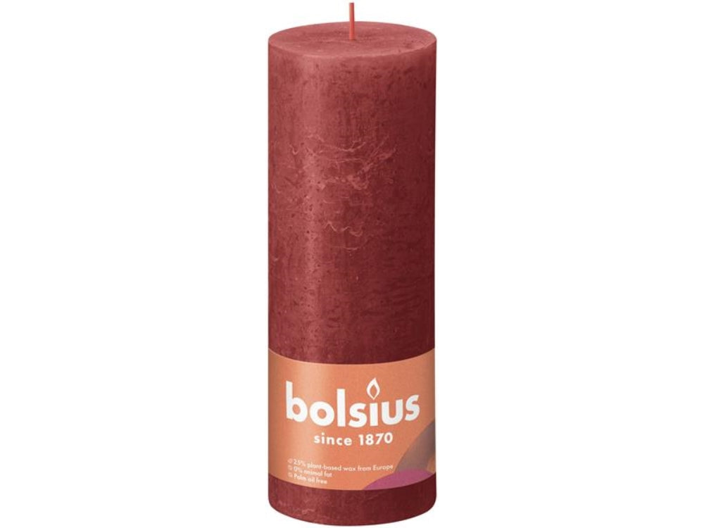 Bolsius Stub Candle Rustic Red 190x68 mm