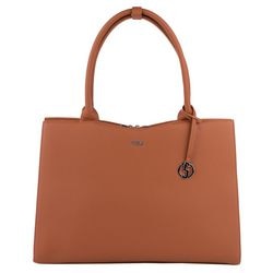 Borsa per laptop da donna socha linea retta cognac