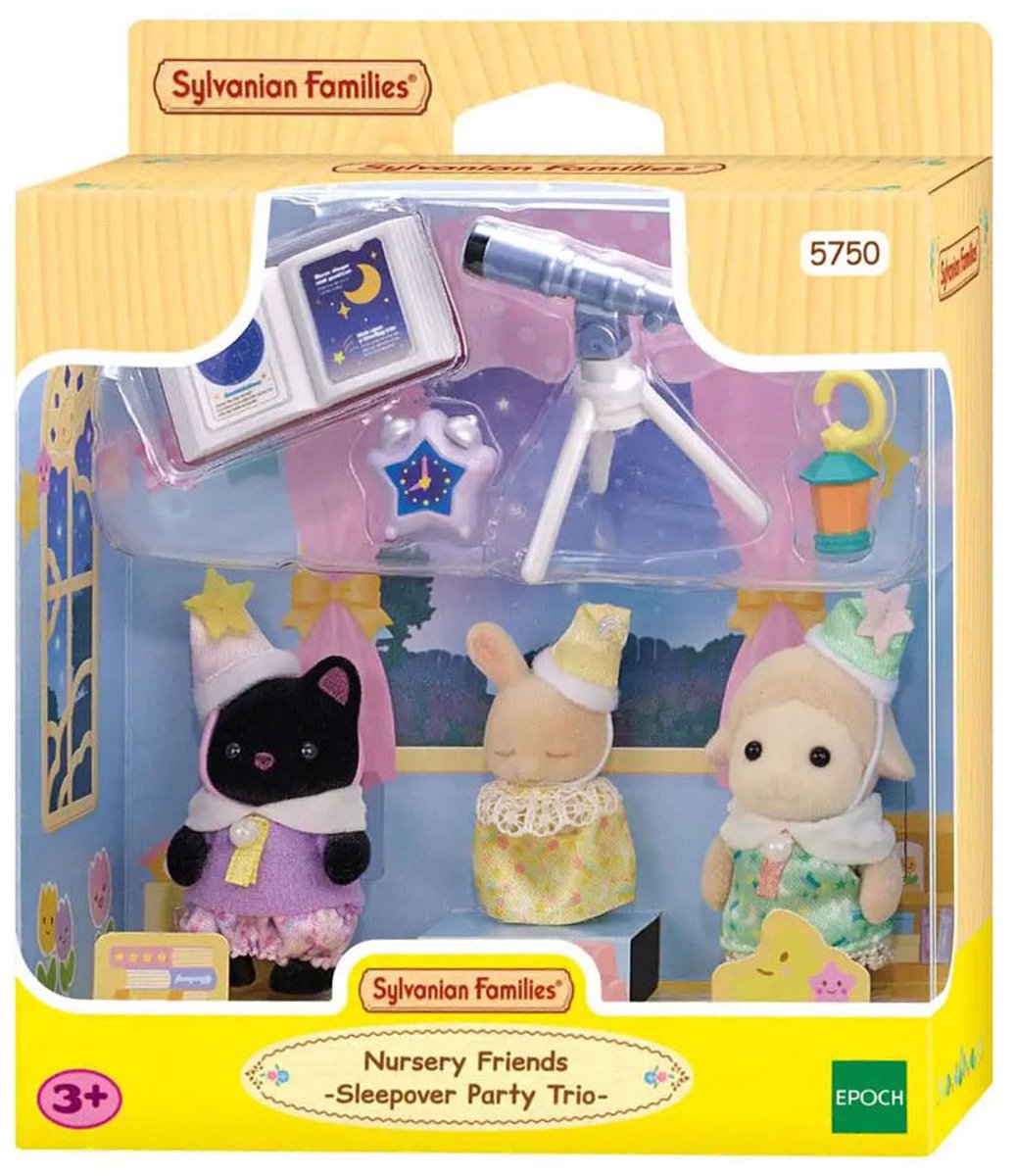 Sylvanian Families 5750 trio di amici dei bambini pigiama party - incluse 3 morbide figure di gioco vellutate