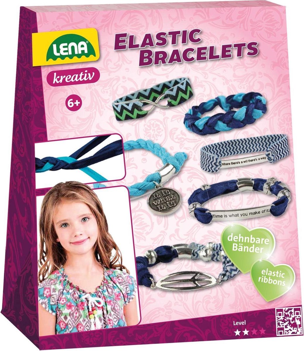 Lena maak je eigen armbanden meisjes polyester blauw 24-delig