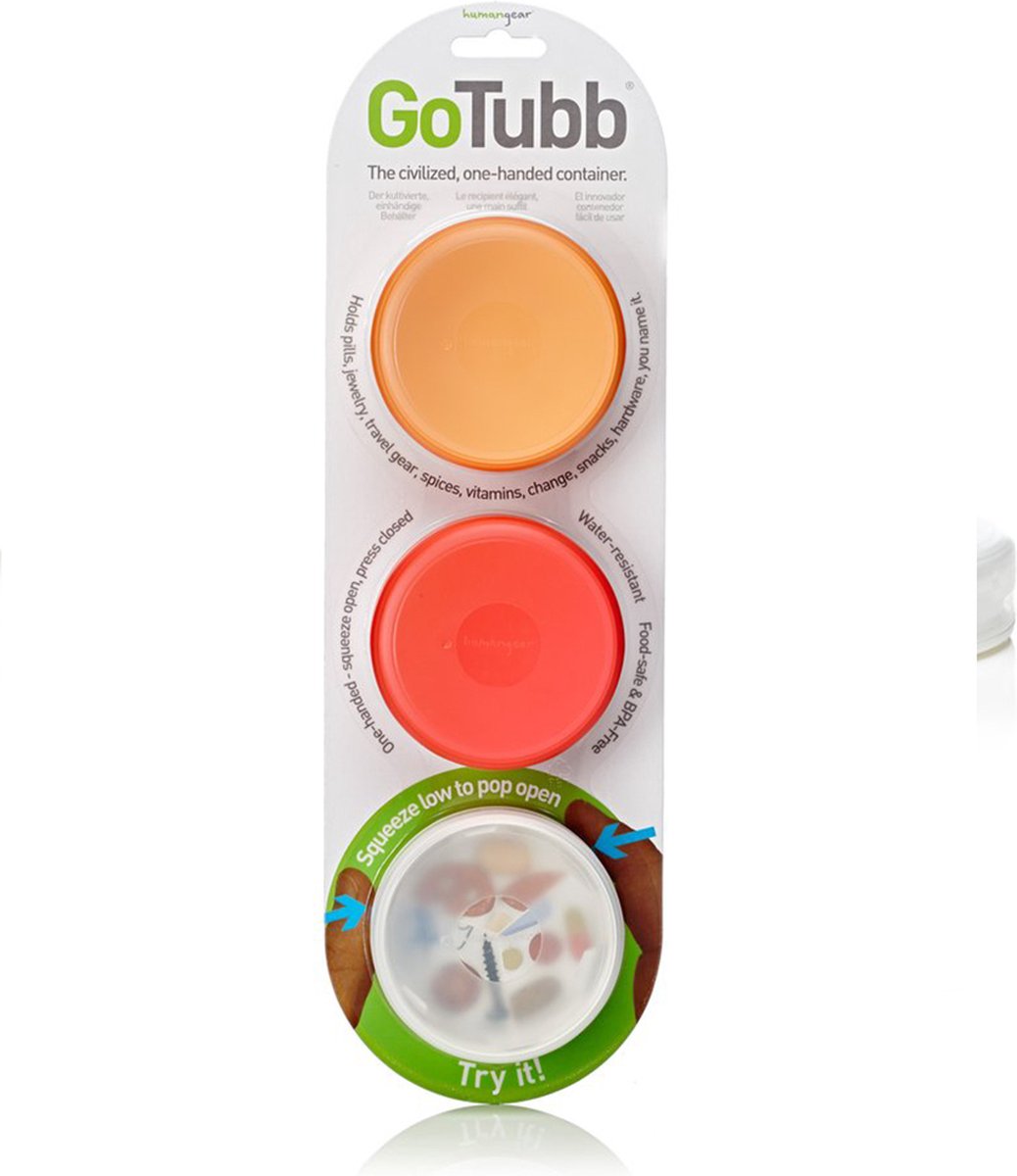 Human gear gotubb 3-pack medium opbergdoosjes clear red orange