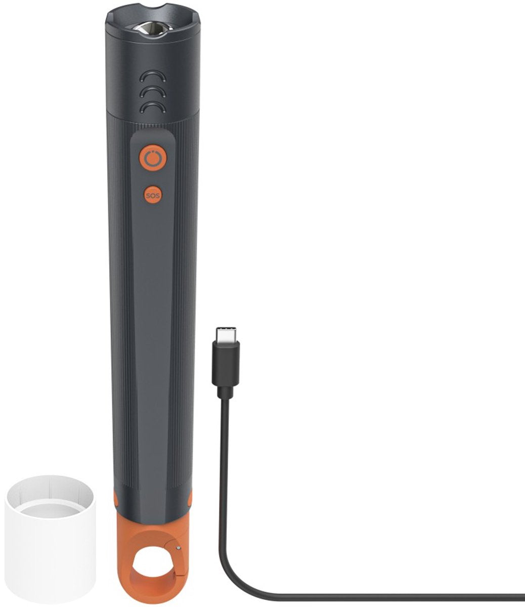 Linterna hama - flx1200-c - 1200lm - USB-C - aluminio - 4 modos + SOS - zoom - mosquetón - negro