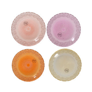 Piatto colazione in vetro 18 cm 4 assortiti | 4 pezzi