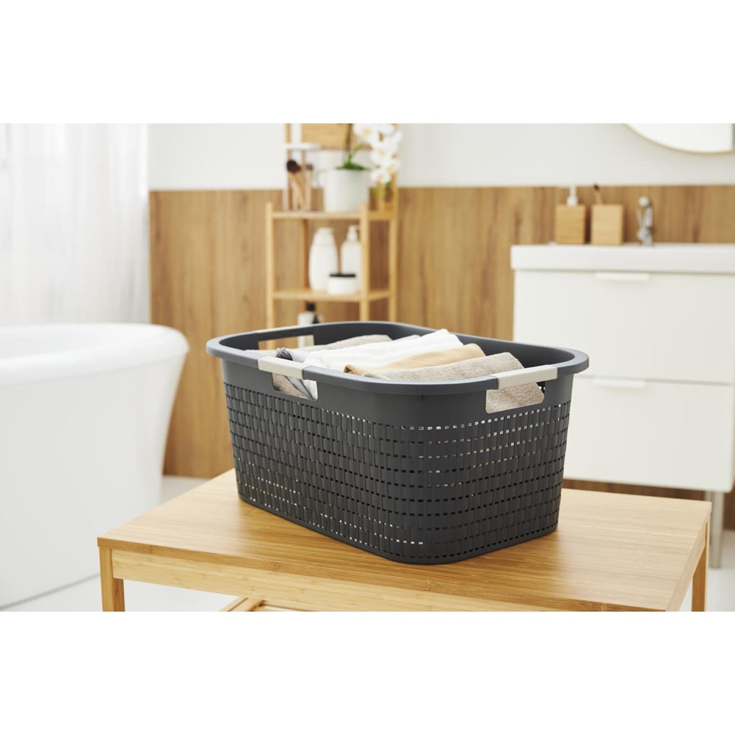 Cesta de lavandería de Rotho 40L país antracita