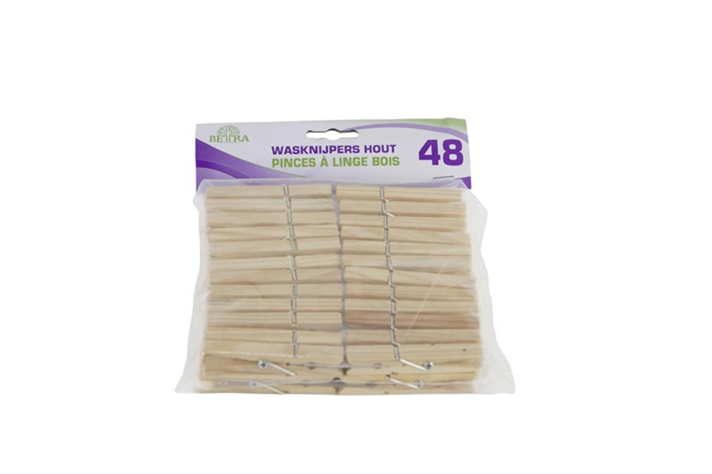 Juego de 48 pinzas para ropa Luva betra de madera.