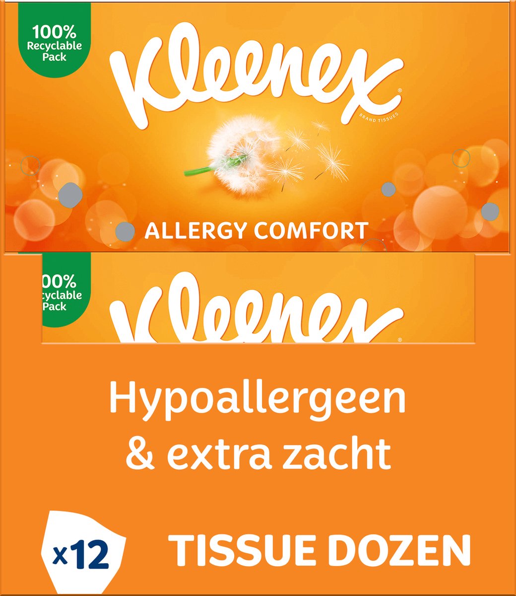 Fazzoletti Kleenex - Comfort allergico - Confezione risparmio - 12 x 56 pezzi (672 fazzoletti)