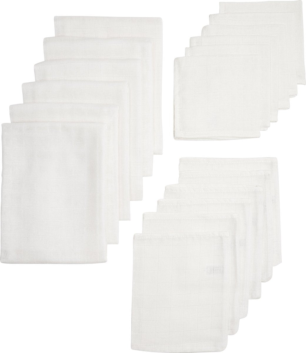 Meyco baby uni starterset - 18-pack - hydrofiel - white