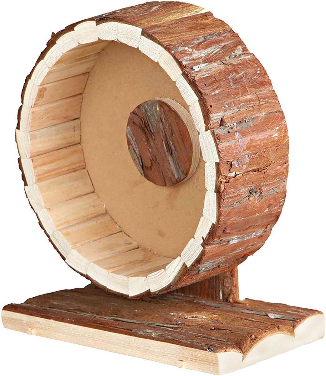 Duvo plus - juguetes para animales - roedor - rueda de ejercicio de madera con corteza 20x12x22,5cm - 1ud