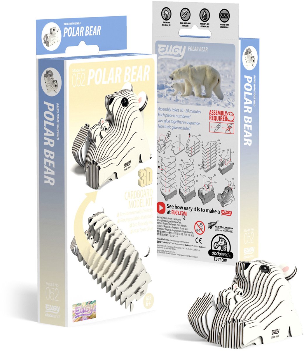 Puzzle 3d Eugy - orso polare - animali selvatici - sostenibile - collezionali tutti - 6 anni