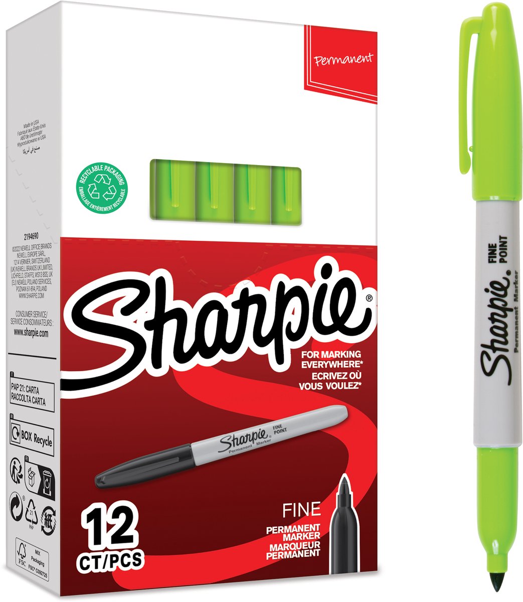 Punta fine Sharpie - pennarello indelebile - 1 mm - verde lime