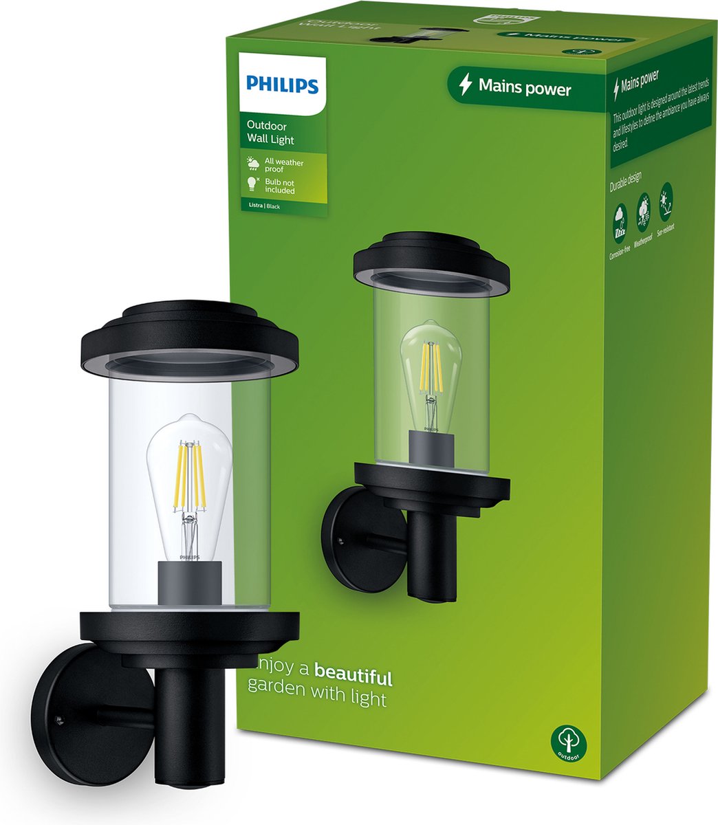 Philips LED Philips Listra lámpara de pared - negro - E27