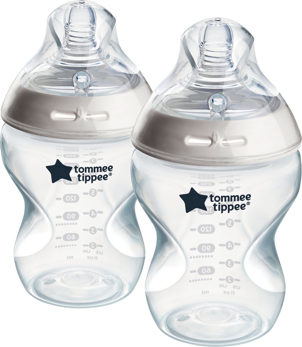 Biberon Tommee Tippee Natural Start - set di 2 biberon da 260 ml - flusso basso 3 mesi+