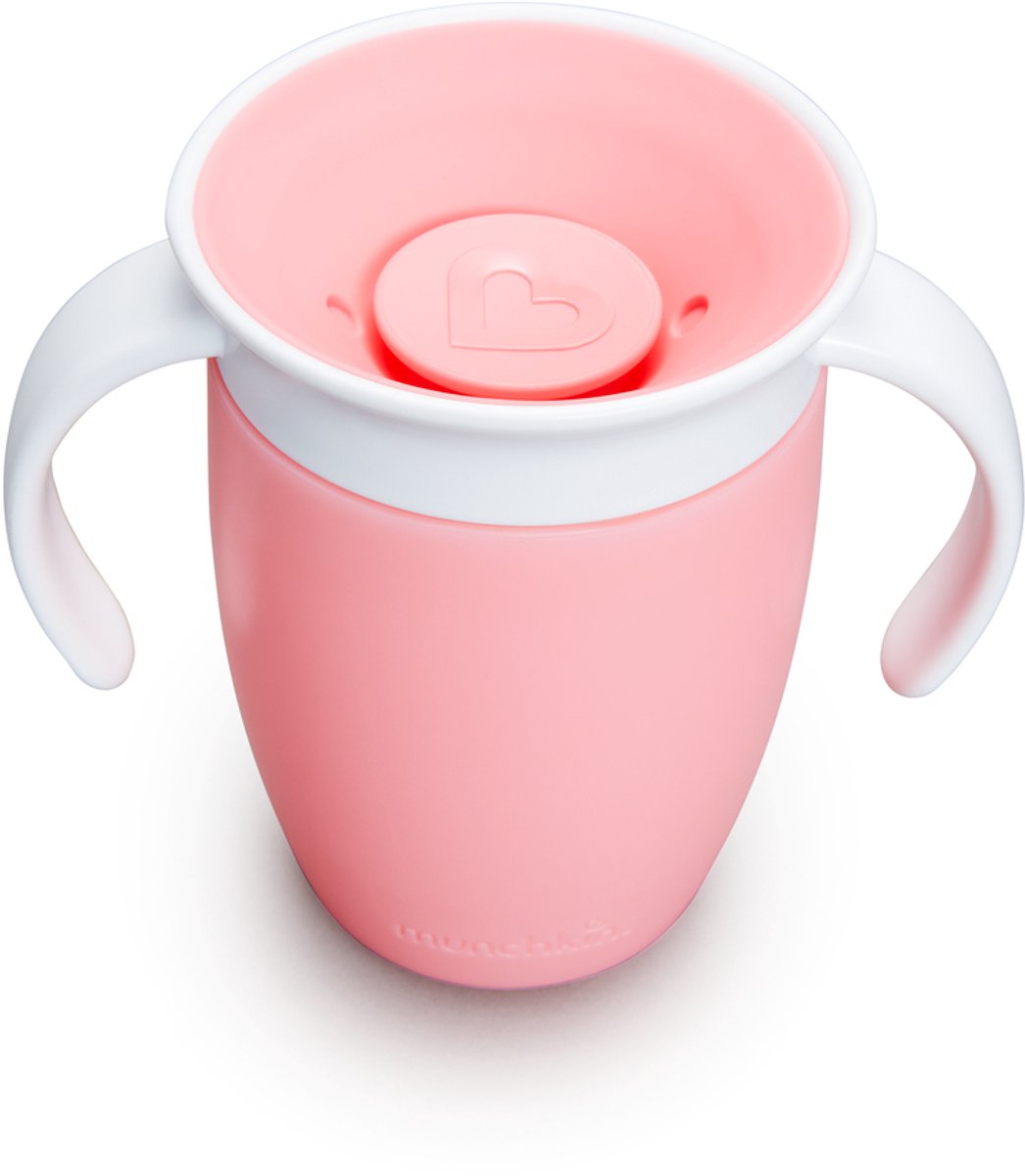 Bicchiere Munchkin Miracle Anti-Perdite a 360° - Bicchiere da Allenamento - Bicchiere da Pratica per Neonati e Bambini - 207ml - Rosa