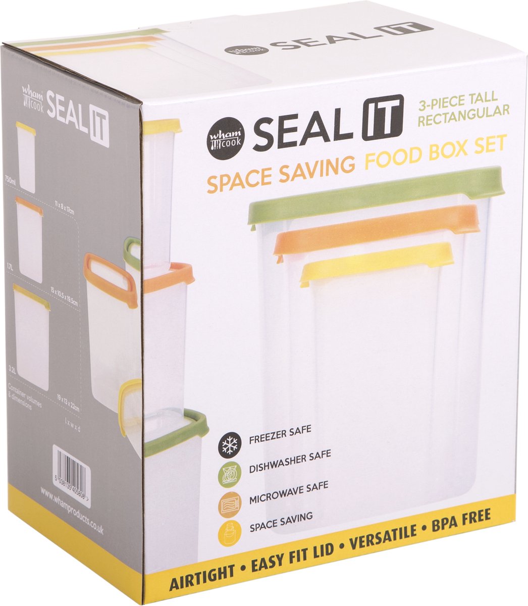Wham seal it caja de almacenamiento rectángulo piezas