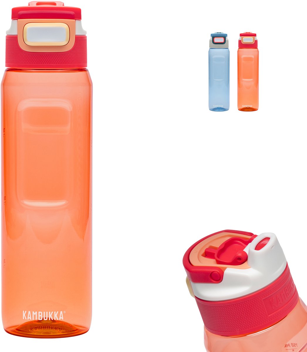 Botella Kambukka Elton 1l - naranja vibes con tapa 3 en 1 y fácil limpieza
