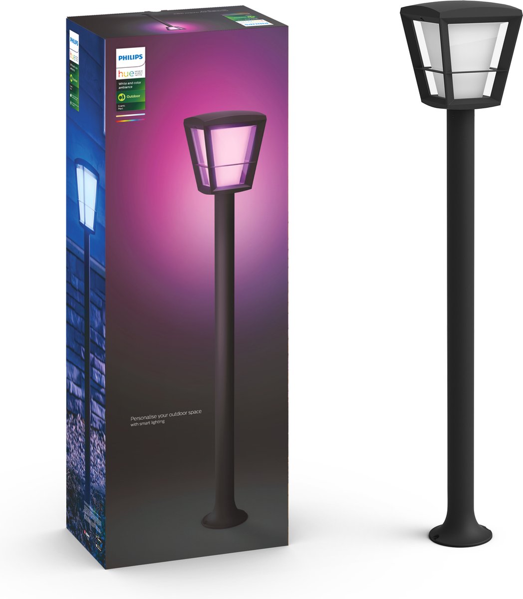 Lámpara de pie Philips Hue Econic - luz blanca y de color - negra - alta