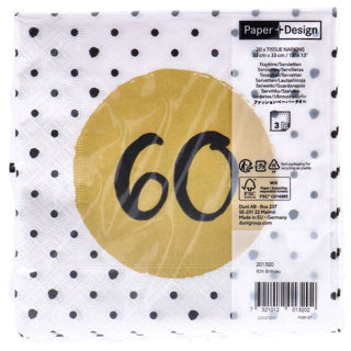 TAPKINS 60 ° compleanno 33x33 cm
