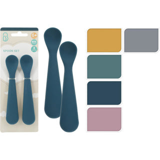 Cuchara bebe set 2pzas silicona 5 colores surtidos | 10 piezas