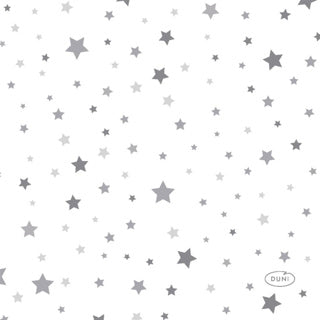 Servilletas Duni polvo de estrellas plateado 24 x 24 cm | 12 piezas