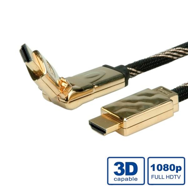 AGG AdjBLBL11045507 Cavo HDMI ad alta velocità W Ethernet, oro, girevole 3D, 2m, nero