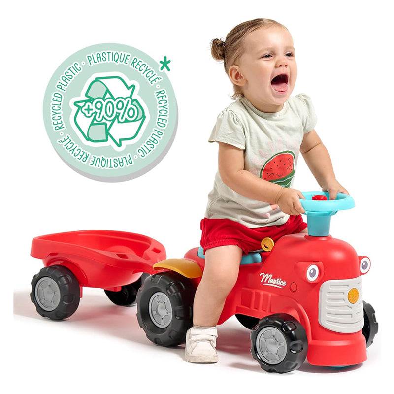 Falk Running Tractor Maurice con remolque rojo
