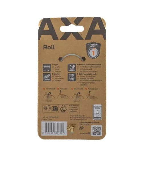 Rollo candado cable axa lock 75 1.6mm