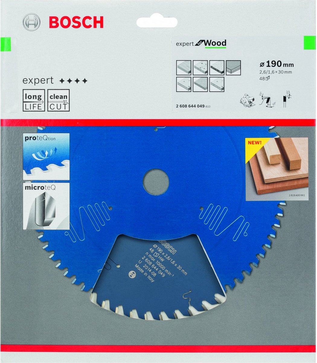 Bosch 2608644049 hoja de sierra circular expert para madera 190x30 - 48 dientes