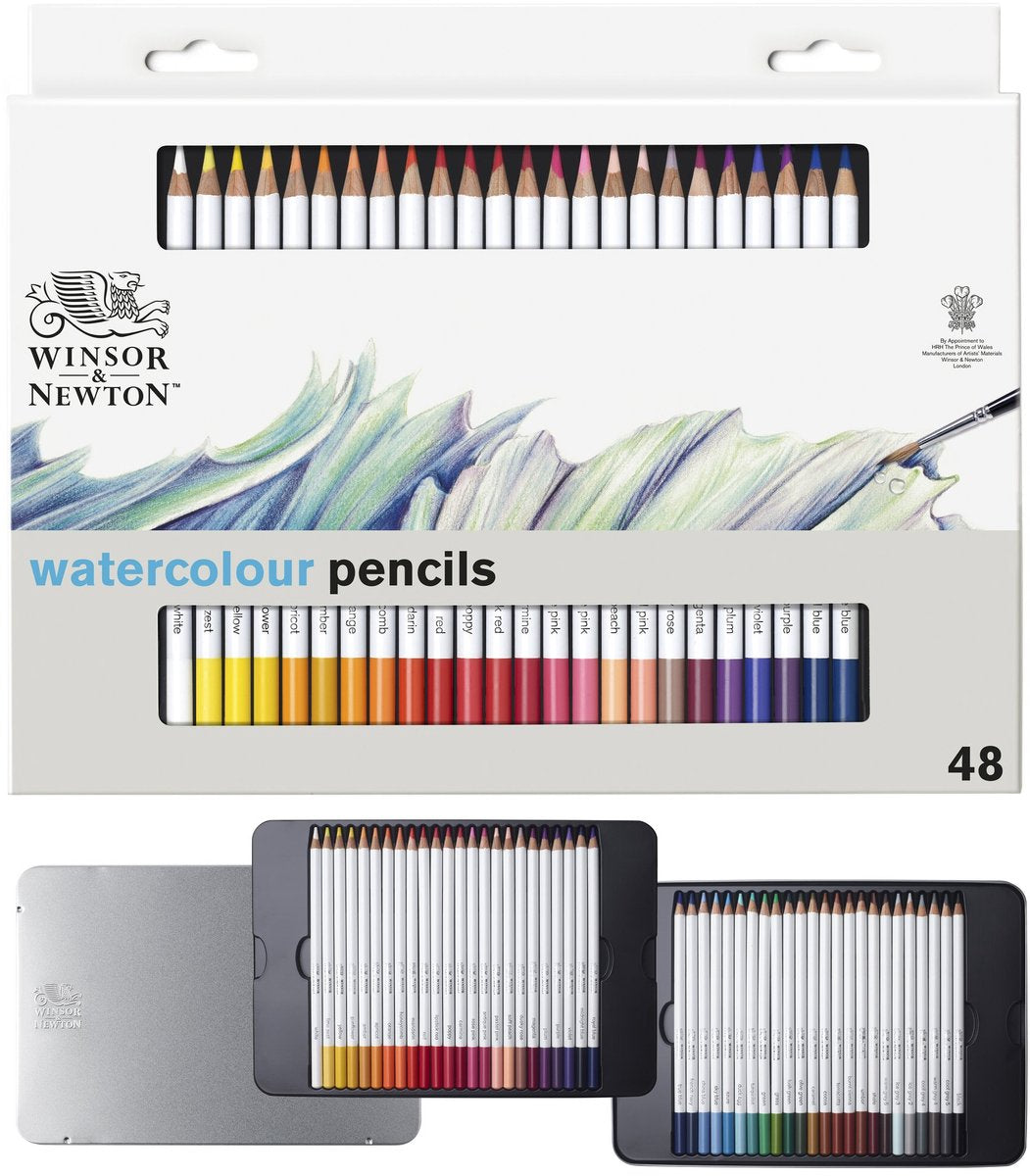 Winsor Newton 0490057 Studio Collection Matite acquerello – Set di 48 – Matite acquerello – Custodia in metallo