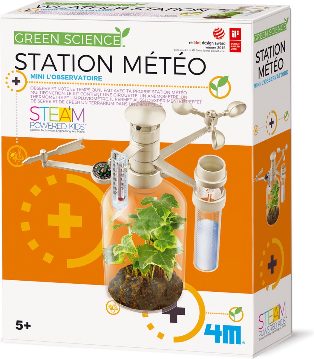 4m wetenschap en spel - bouw je eigen weerstation - bouwpakket - kidzlabs - green science - 5+