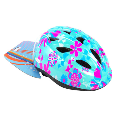 Casco de bicicleta para niños Volare XS Blue Pink Flowers 47-51 cm Modelo extra pequeño