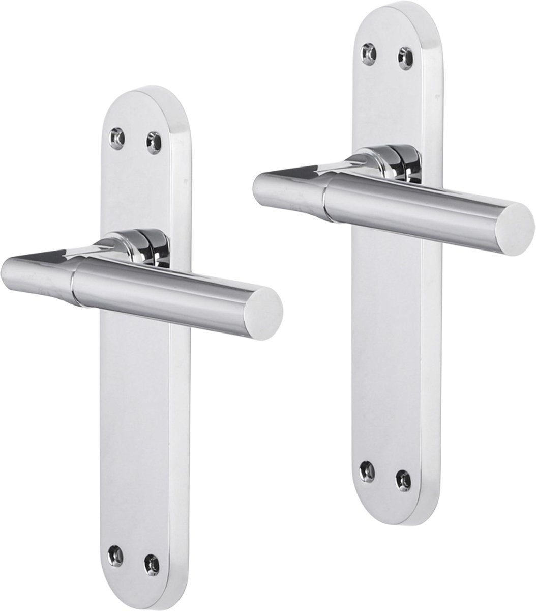 Maniglia per porta Impresso - Galway - per interni - scudo ovale con viti - cromata - 2 pezzi