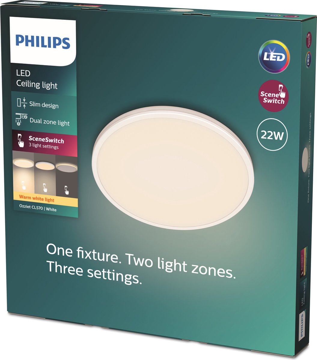 Lampada da soffitto Philips LED Philips Ozziet - rotonda - bianca - 22w 27k