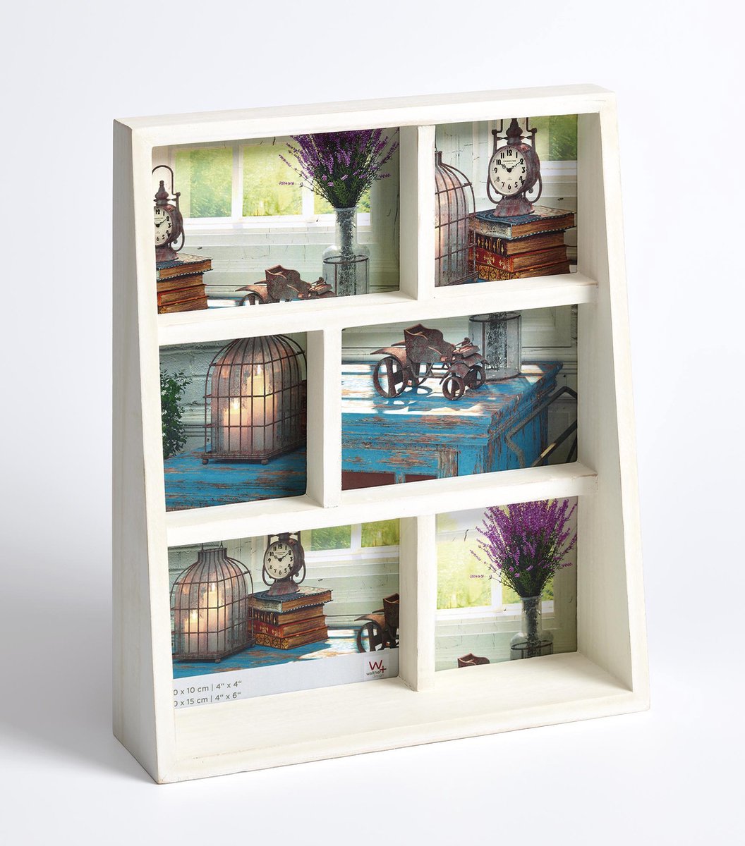 Walther rustic - fotolijst - fotoformaat 3x10x10 cm + 3x10x15 cm - wit