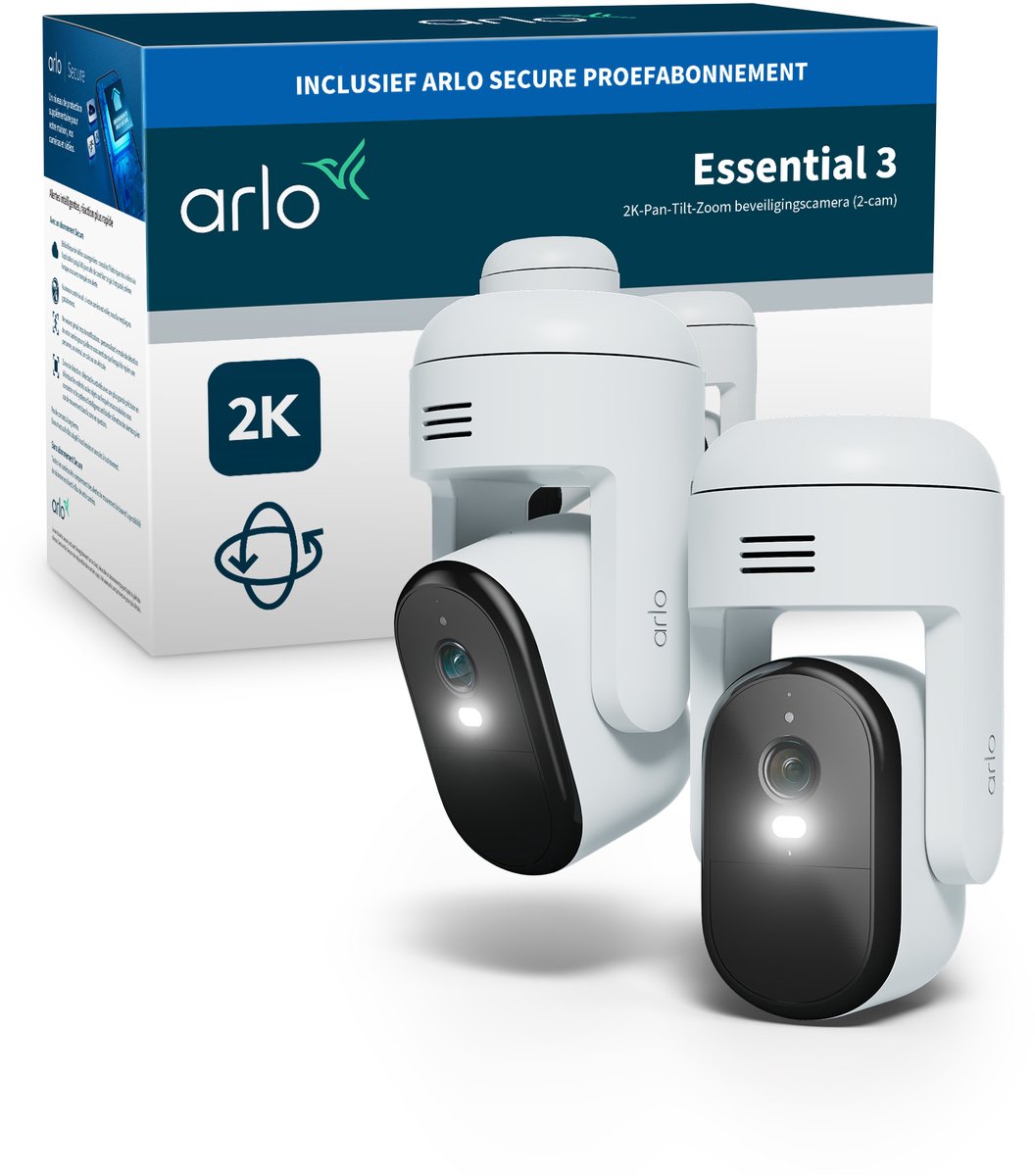 Arlo Essential3 2k PTZ telecamera di sicurezza per esterni - 2 videocamere IP