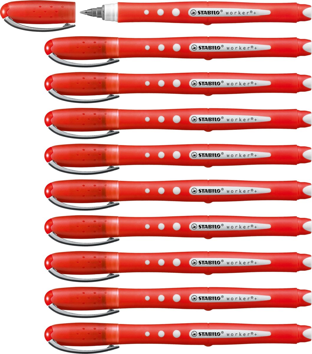 Stabilo trabajador+ colorido - rollerball 0,5 mm - rojo - caja de 10 piezas
