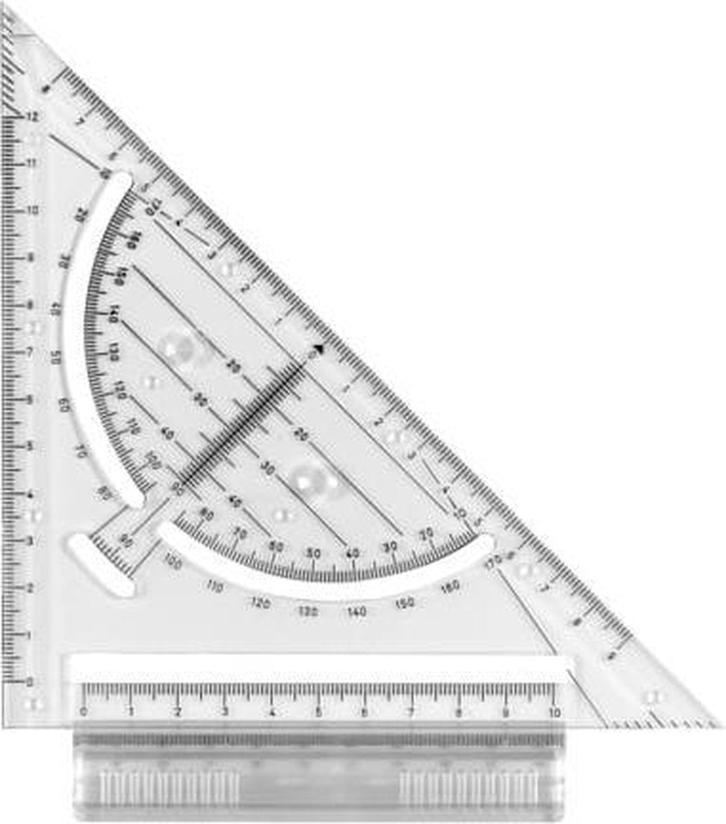 Aristo sneltekendriehoek - lengte 22cm - transparant - met handvat en noppen - ar-7090