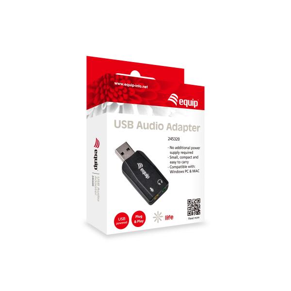 Equipaggiamento dell'adattatore audio USB 245320, tipo USB A, 3,5 mm, 22 mm, 51 mm, 12 mm, nero