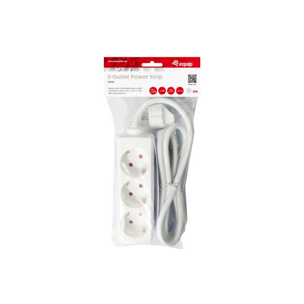 Equipaggiare equipaggia 245550 striscia, 3 uscite interno, tipo F, tipo F, 1,5 mm², 1,5 m, bianco