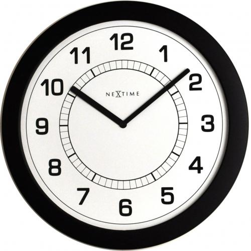 Nextime Nextime Klok 3045zw Super Slim, Ø28 cm, muro, nero