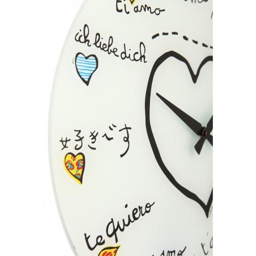 Nextime Nextime Klok 8030 Love You, Ø43 cm, pared, blanco multicolor